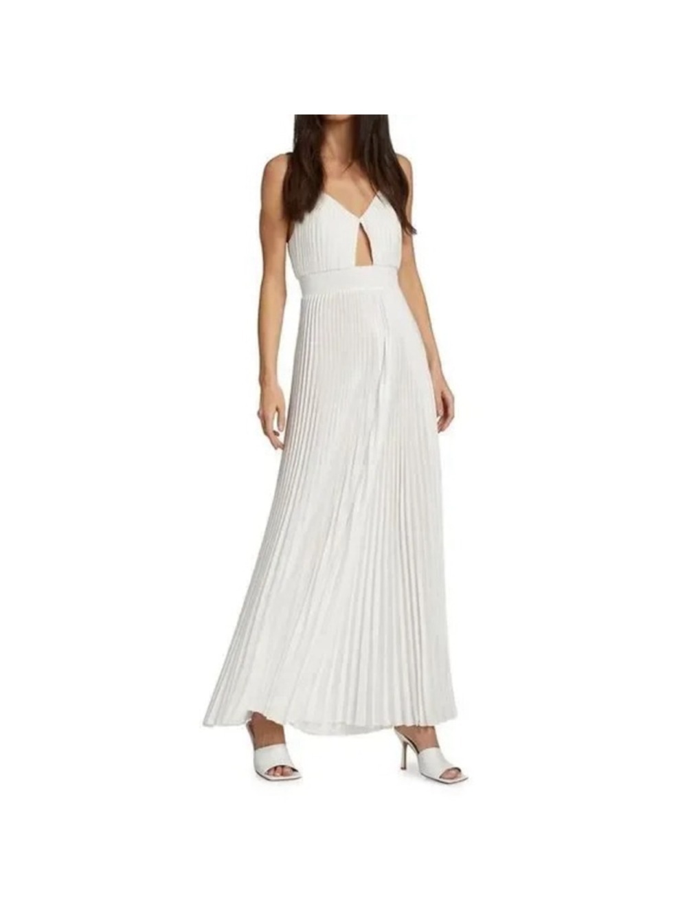 Women's Alice + Olivia Pleated Cutout Jumpsuit in Off White, Size 2 - Picture 2 of 11